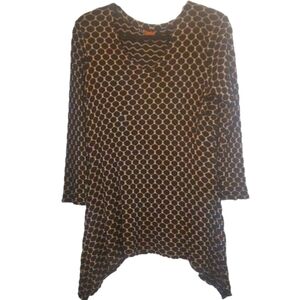 TIANELLO taupe honeycomb knit jacquard tunic